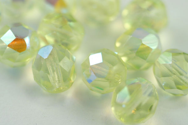 12pcs 8mm AURORA BOREALIS JONQUIL FIREPOLISH FACETED CZECH GLASS ROUND BEAD CZ102-12